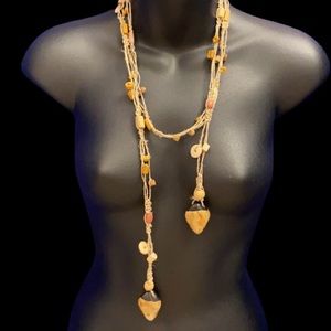 Linda Lundstrom Natural Stone, Bead and Rope Necklace